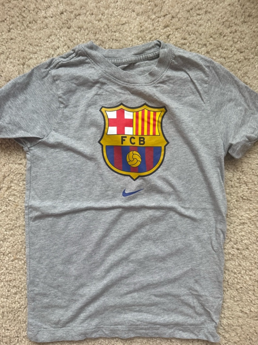 Nike Gray Kids FC Barcelona Crest Tee